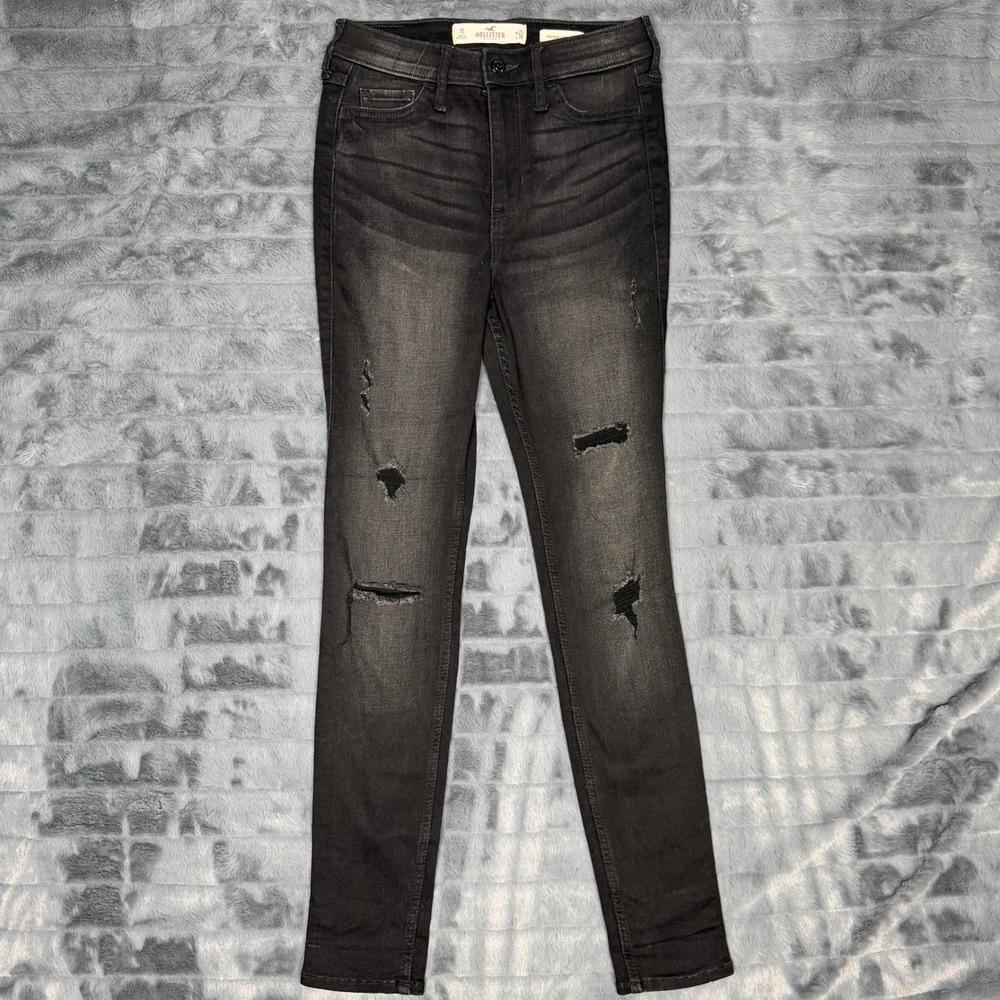 Hollister High Rise Super Skinny Jeans Distressed Black W25 L28 1S